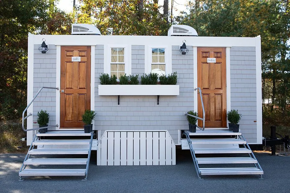 Wedding restroom units discretely staged at a venue in Rochester, New York